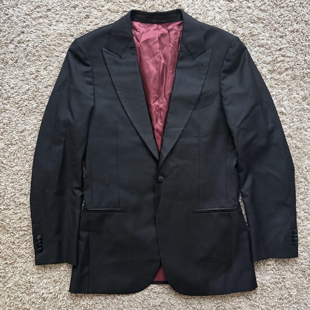 Suitsupply New Verona Satin Trim Lapel Tuxedo Jacket Black Red Men’s Size 38 L